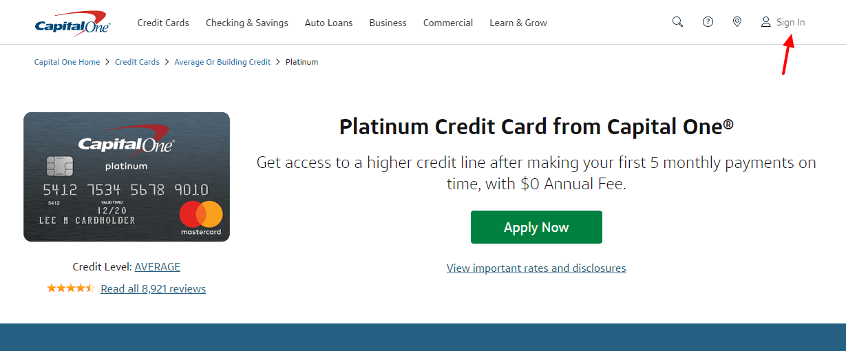 Platinum Credit Card Capital One Sign In