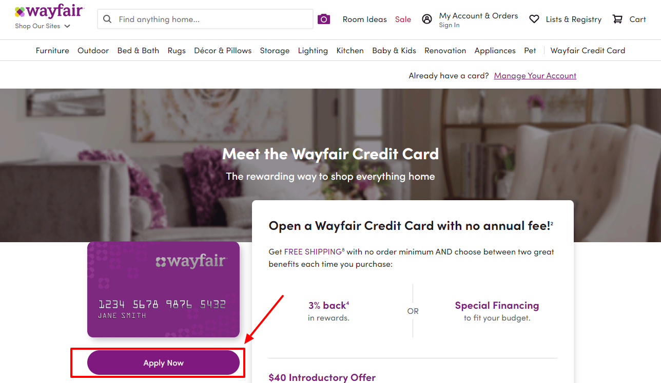 How to Apply Wayfair Credit Card Account