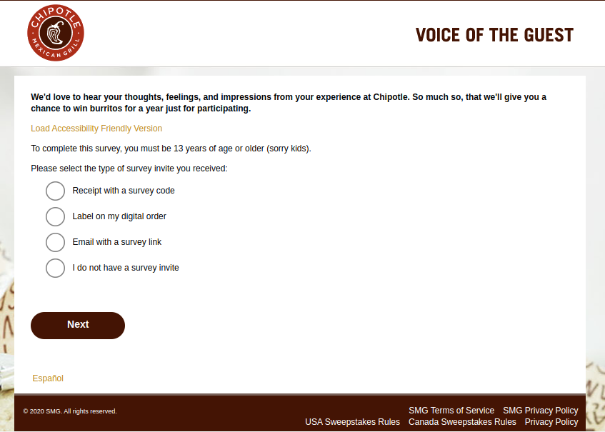Chipotle Voice Guest Survey