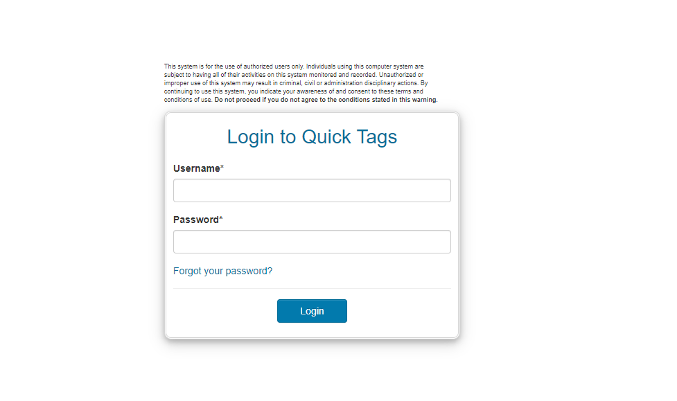 quick tags login